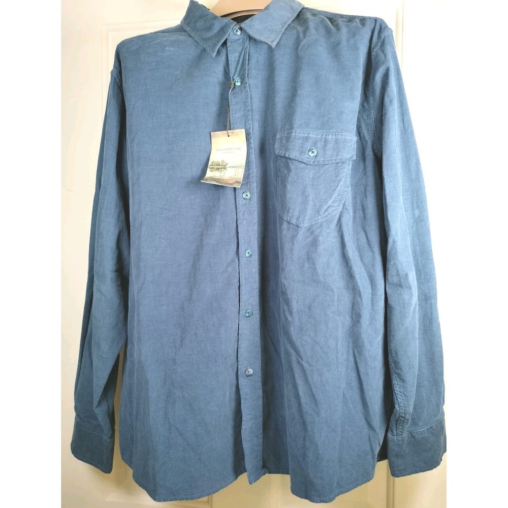 NWT Clearwater Outfitters Corduroy Shirt XL Blue Long Sleeve Button‎ Up Casual